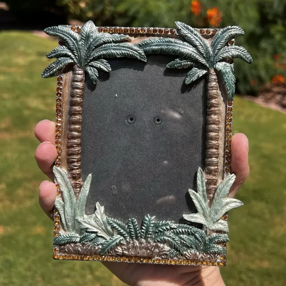 Palm Trees Picture Frame Rhinestones Holds 3.5”x4.5”